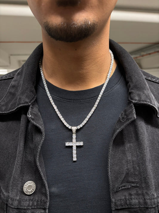 Tennis Chain - Iced Out Cross